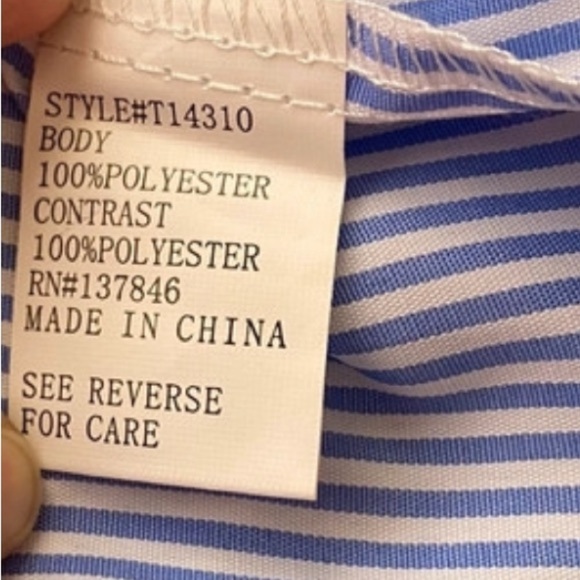 Kontrol Striped Blue & White Short Sleeve Lace Trim Off Shoulder Top L - Picture 7 of 8